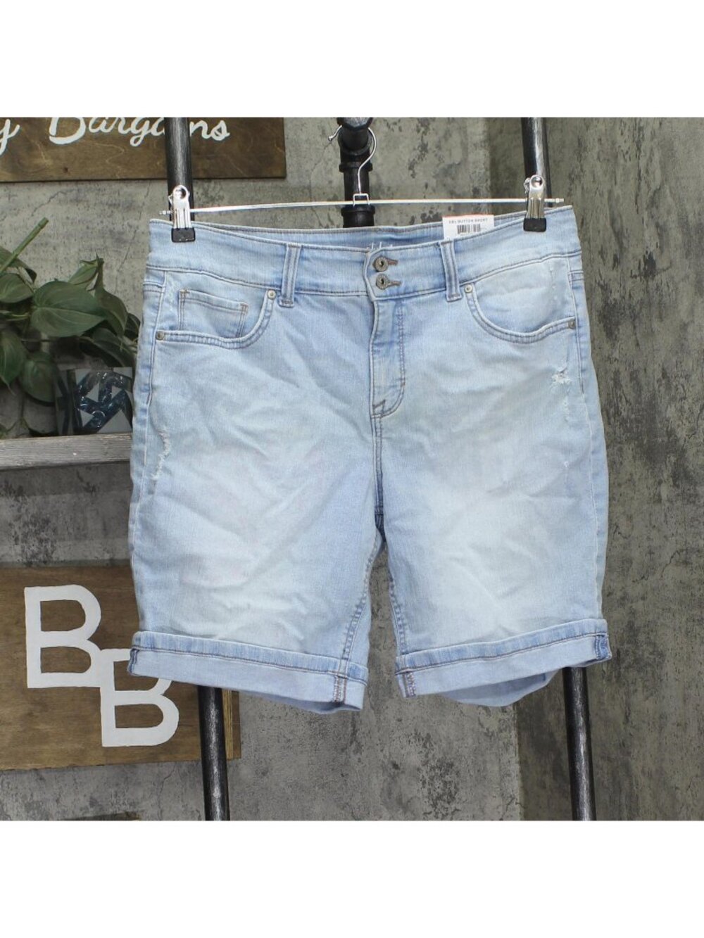 Style & Co. Womens Bermuda Roll Hem Jean Jorts Shorts 100149269MS Delray Blue 10